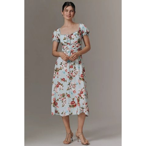 ModubaBy Anthropologie 프린트 미디 드레스