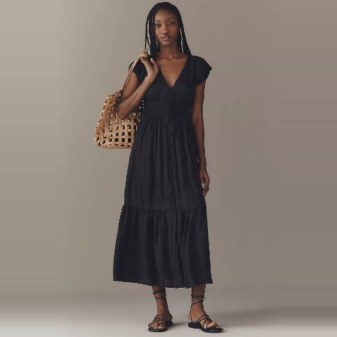 ModubaBy Anthropologie 페레그린 실큰 미디 드레스