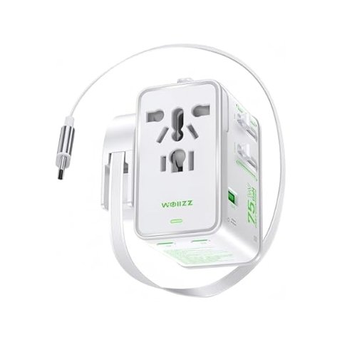 ModubaWollzz 75W GaN 멀티 여행용 어댑터 5포트 USB-C 고속충전 200개국 지원