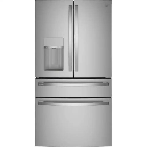 ModubaGE Profile 36인치 27.9 Cu.Ft 4도어 프렌치도어 스마트 냉장고 핸즈프리 오토필 스테인리스 PVD28BYNFS