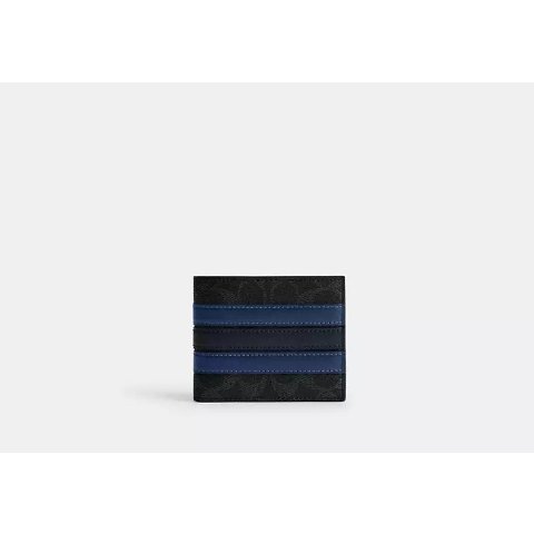 Moduba시그니처 캔버스 바시티 스트라이프 ID 빌폴드 지갑