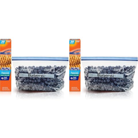 ModubaHefty 프레스투클로즈 냉동보관 지퍼백 하프갤런 20매입 2팩