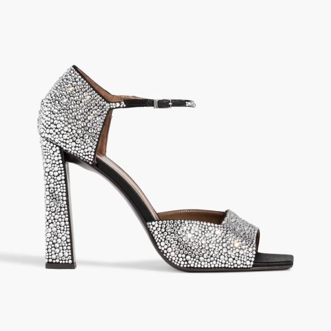 ModubaGIUSEPPE ZANOTTI 마야 105 크리스탈 장식 새틴 샌들