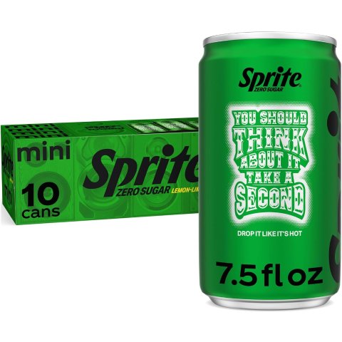 ModubaSprite Zero Sugar 레몬라임 카페인 프리 미니 캔 탄산음료 7.5oz 10팩