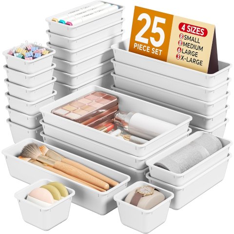 Moduba플라스틱 서랍 정리함 25pcs 화이트