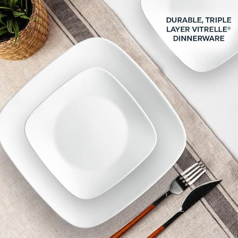 ModubaCorelle 비트렐 18종 사각 디너웨어 세트 - 퓨어 화이트