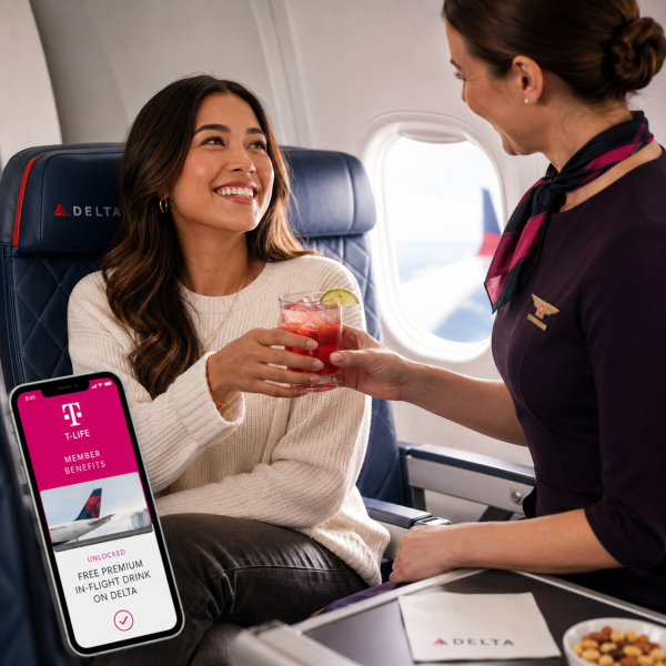 Delta 탑승 시 프리미엄 기내 음료 무료T-Mobile 고객 델타 기내 음료 무료 혜택 ✈️🍹