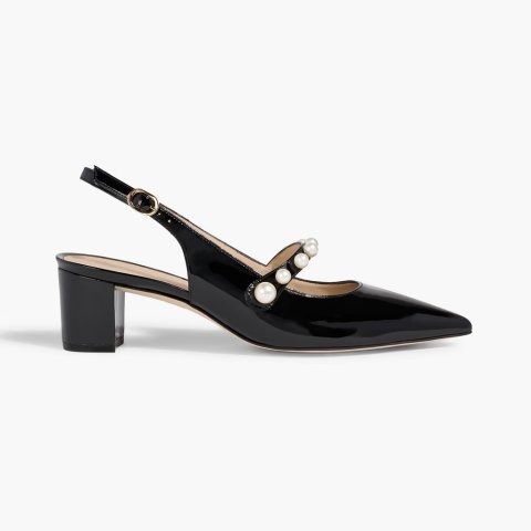 ModubaSTUART WEITZMAN 피아 장식 페이턴트 레더 슬링백 메리제인 펌프스