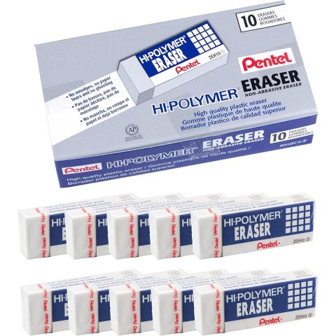 ModubaPentel 하이폴리머 블록 지우개 대형 화이트 10개입
