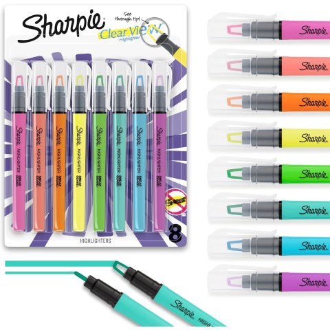 Sharpie 클리어 뷰 스틱 형광펜 8팩