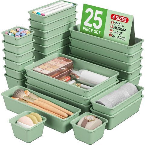 Moduba플라스틱 서랍 정리함 25pcs 그린