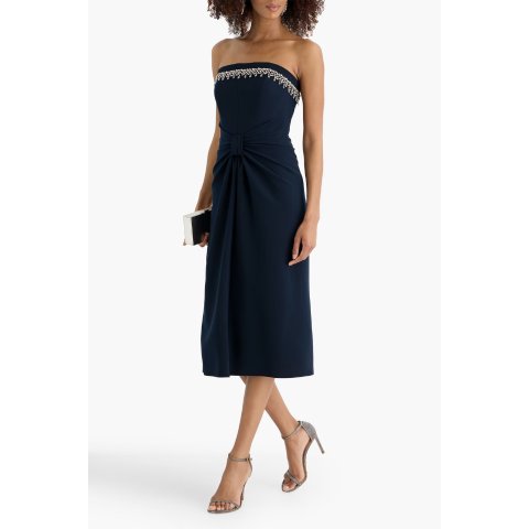 ModubaJENNY PACKHAM Blaze 스트랩리스 크리스털 엠벨리시드 크레이프 미디 드레스