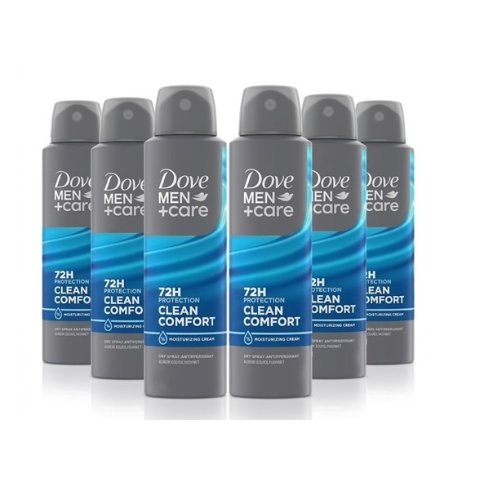 ModubaDove Men+Care 클린 컴포트 드라이 스프레이 데오드란트 150ml x 6개입 세트