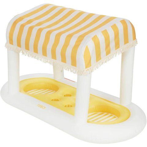 ModubaFUNBOY 자이언트 옐로 카바나 스트라이프 플로팅 음료 스테이션