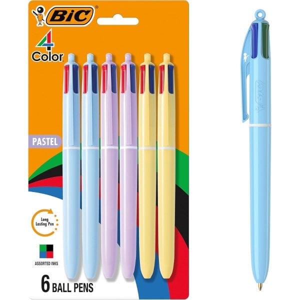 BIC 4컬러 파스텔 멀티볼펜 6팩