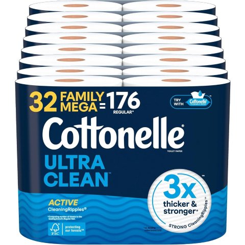 Moduba섭스크라이브 주문 시 25% 할인쿠폰Cottonelle 울트라 클린 액티브 엠보싱 화장지 4롤 x 8팩