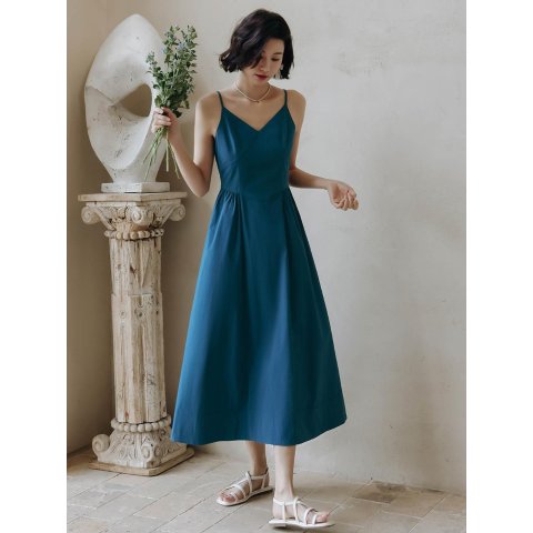 ModubaLANGSON 블루 A라인 드레스