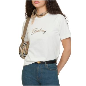 ModubaBurberry 체크 커서브 로고 코튼 티셔츠