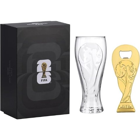 ModubaFIFA 월드컵 2026 공식 에디션 필스너 맥주잔 17oz & 트로피 병따개 6인치 세트