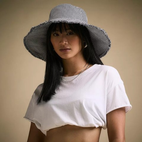 Moduba여성 패커블 비치햇 코스탈 스트라이프