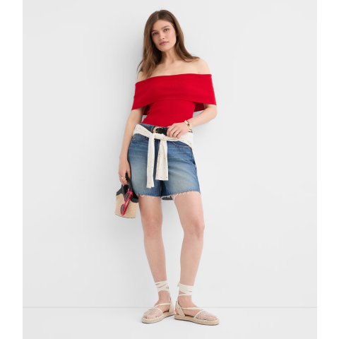 Moduba골지 오프숄더 스웨터