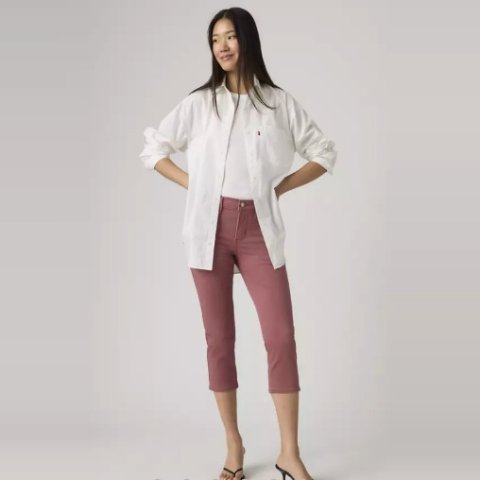 Moduba311 셰이핑 스키니 카프리 여성 팬츠 퍼플
