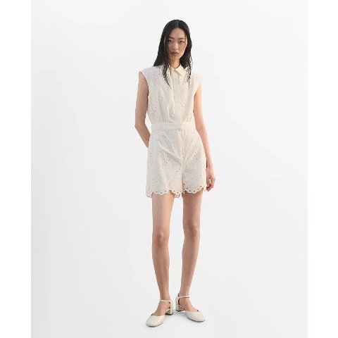 Moduba여성 자수 컷워크 롬퍼