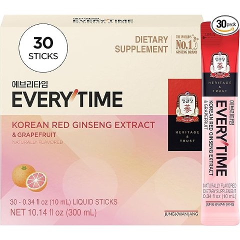 Moduba정관장 에브리타임 홍삼 추출 스틱 자몽맛 2000mg 30포